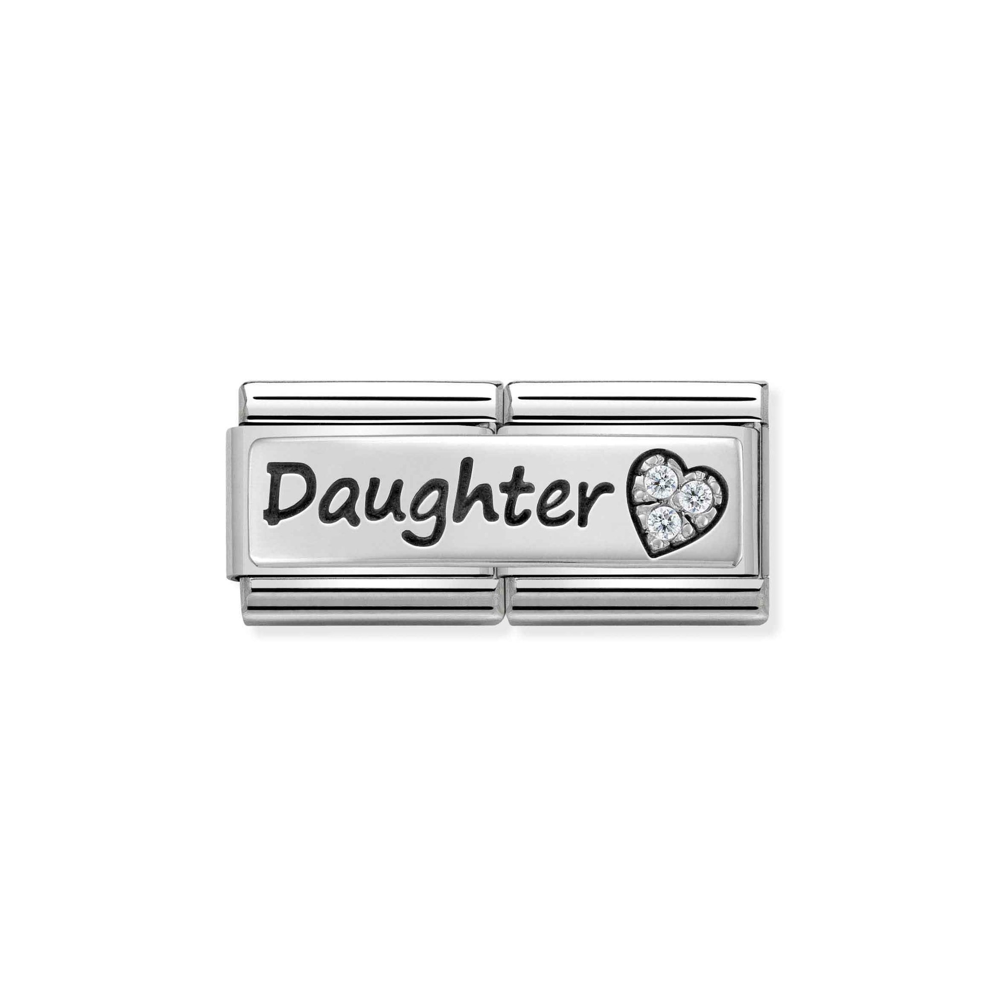 Nomination Composable Classic Double Charm Daughter - Edelstahl, Sterling Silber, Zirkonia