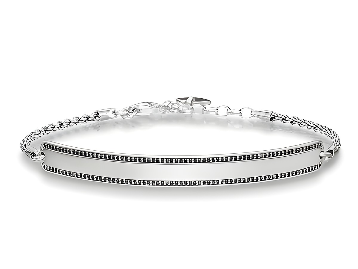 Schmuckstück von Thomas Sabo, LBA0009-643-11-L21v, Armband aus Silber mit geschwärzten Zirkonia in schwarz, verstellbar von 16,5 bis 19,5 cm, elegantes Design, ideal für besondere Anlässe.