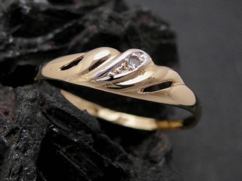 Gold Ring filigran Gold 750 bicolor mit Diamant Goldring Gr. 58 von Juwelier Harnisch bis Gr. 58/18,5, elegant und zeitlos, ideal für besondere Anlässe.