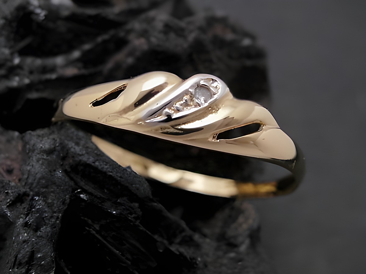 Gold Ring filigran Gold 750 bicolor mit Diamant Goldring Gr. 58 von Juwelier Harnisch bis Gr. 58/18,5, elegant und zeitlos, ideal für besondere Anlässe.