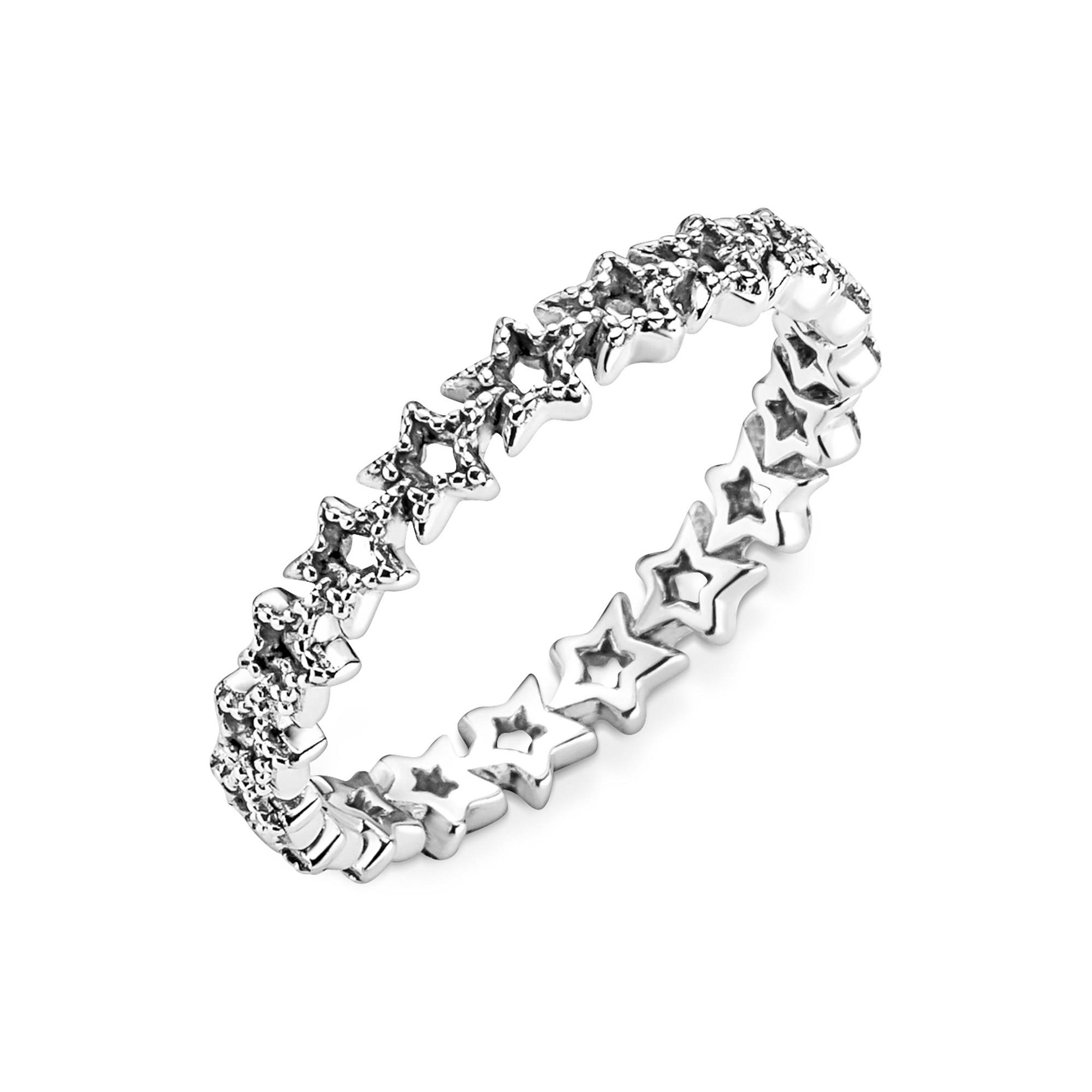 Pandora Ring - Asymmetrischer Sternenband - Sterling Silber Ansicht 4 – Ansicht 4