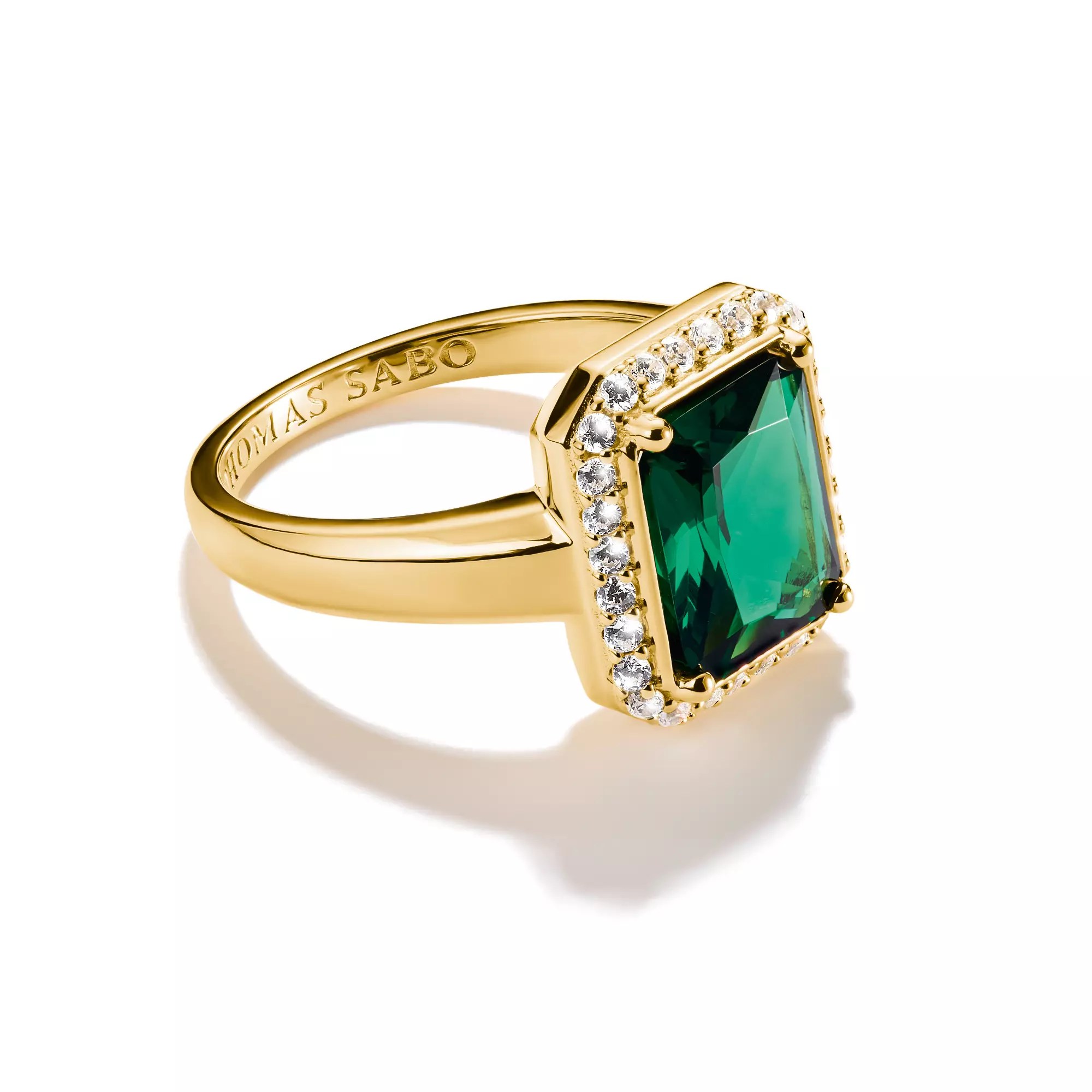Thomas Sabo Ring mit Grünem Oktagon-Stein 18k Vergoldung – ELYNDRA – Silber – Zirkonia – Ansicht 2