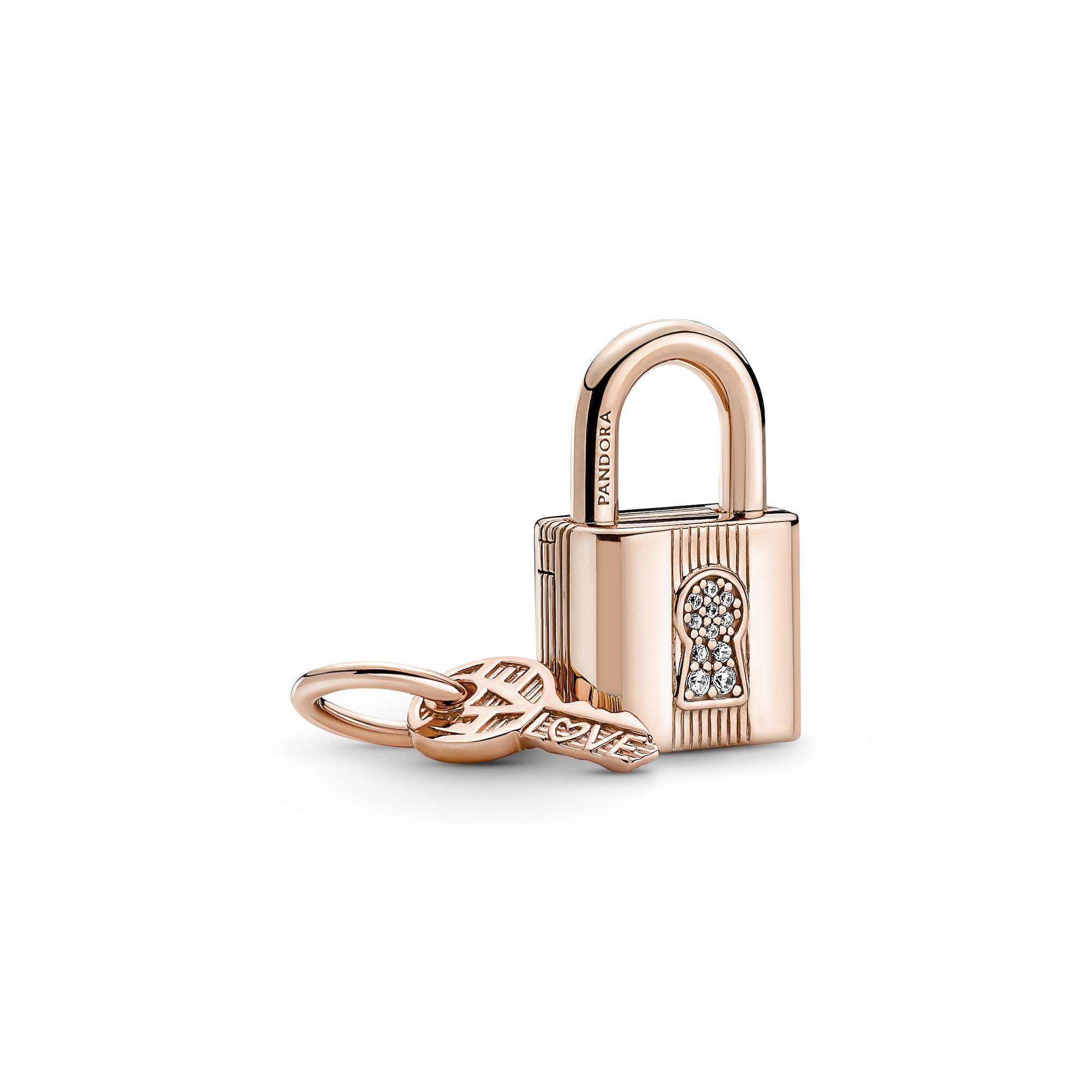 Pandora Vorhängeschloss & Schlüssel Charm - Roségold vergoldet - Zirkonia