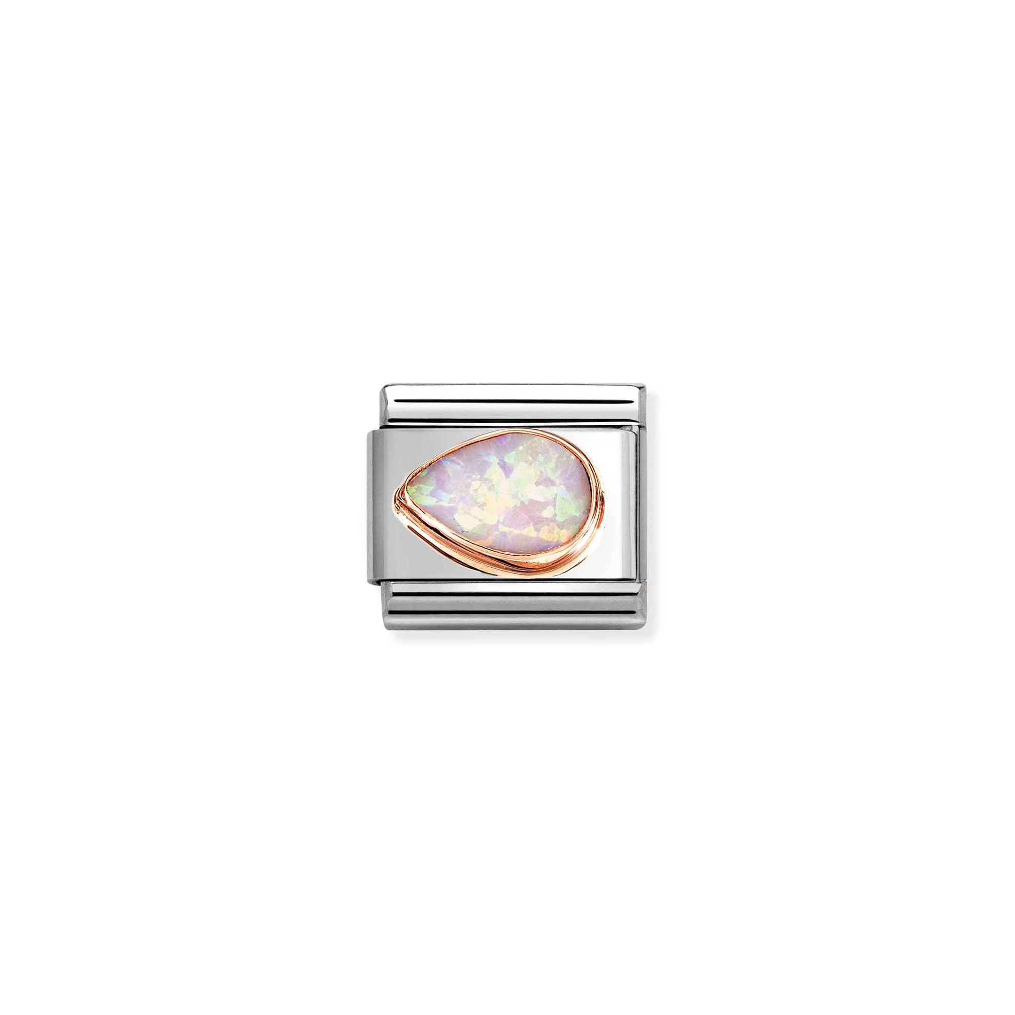 Nomination CLASSIC Element - facettiertem Edelstein - Tropfen - links in echt Roségold - Fassung verziert Opal - Rosa – Ansicht 2