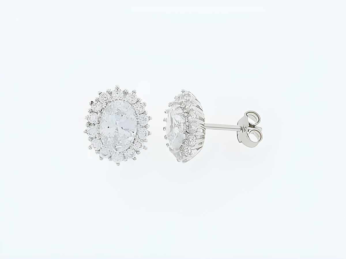 Silber Ohrringe in ovaler Form mit Zirkonia, dekorativ und elegant, stilvoller Blickfang, hergestellt von Juwelier Harnisch, ideal für den besonderen Anlass.