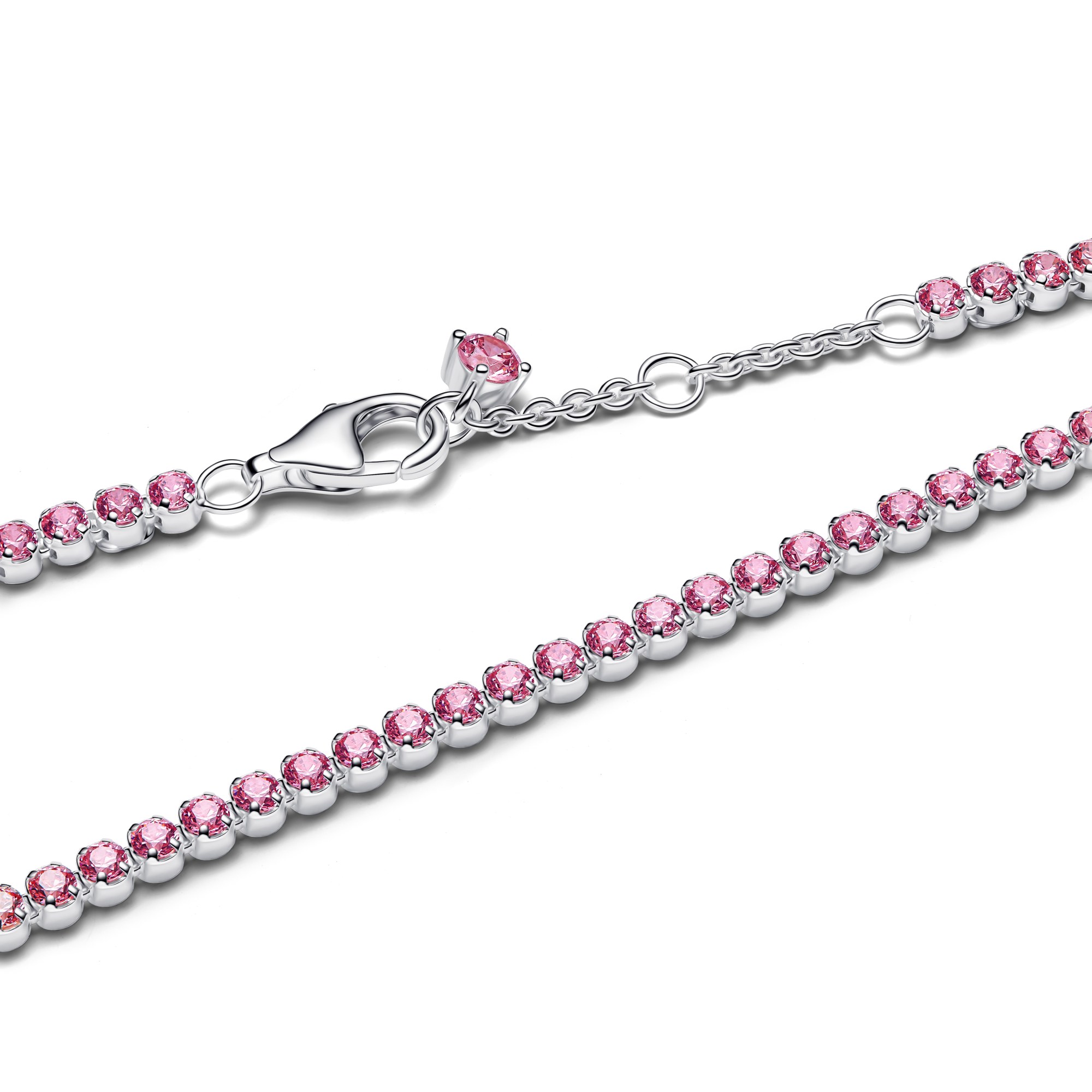 Pandora rosafarbenes kleines Tennisarmband - Silber - Zirkonia - Pink – Ansicht 2