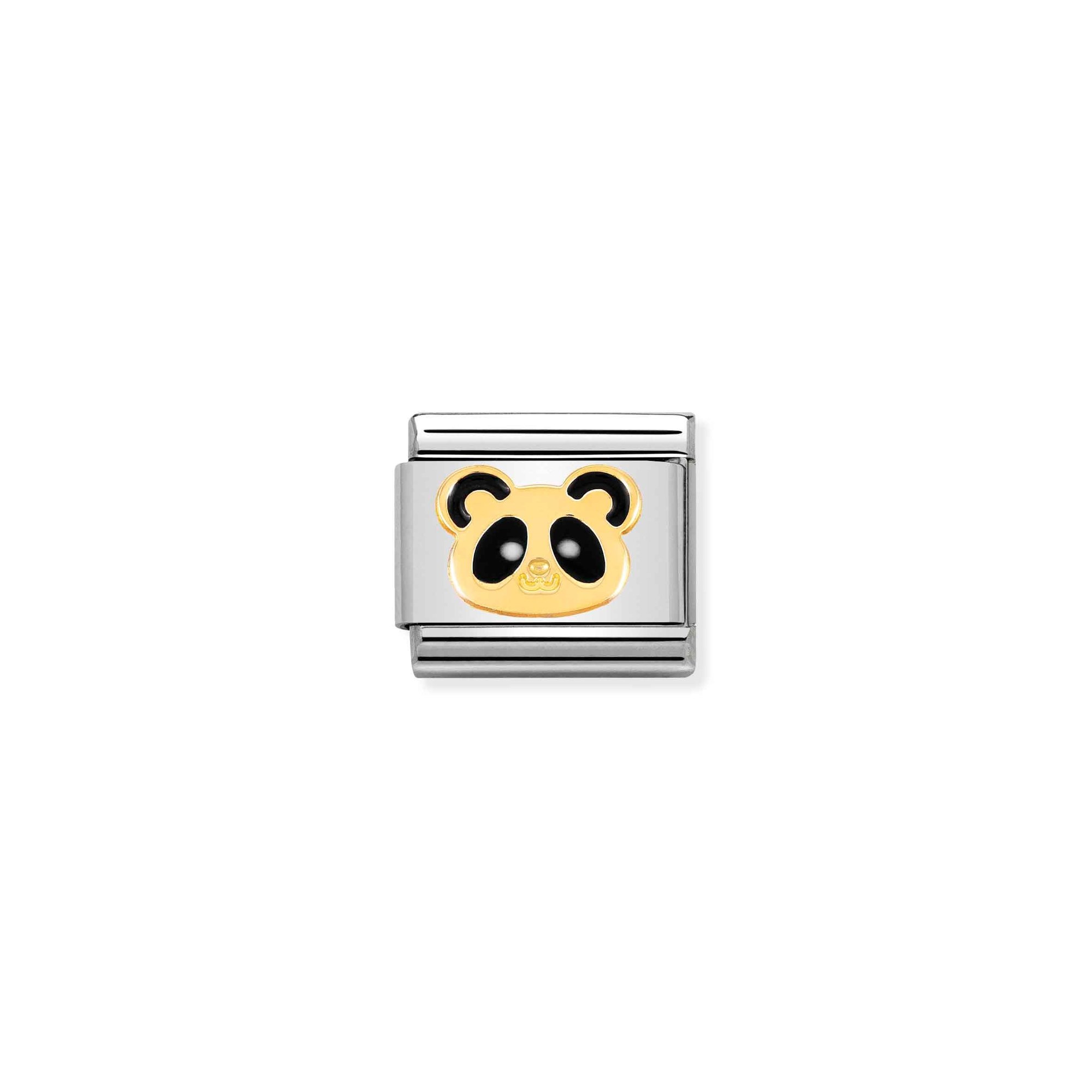 Nomination Composable Classic Charm Panda-Kopf - Edelstahl, Gold 750 Gelbgold, Emaille