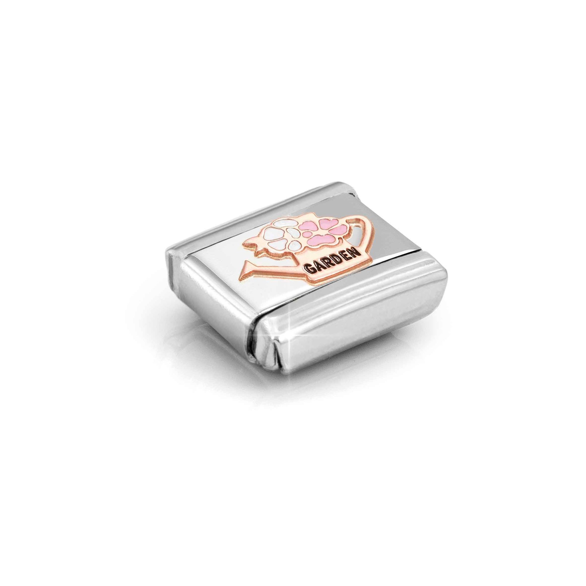 Nomination Composable Classic Charm Gießkanne mit Blumen - Edelstahl, Gold 375 Roségold, Emaille – Ansicht 4