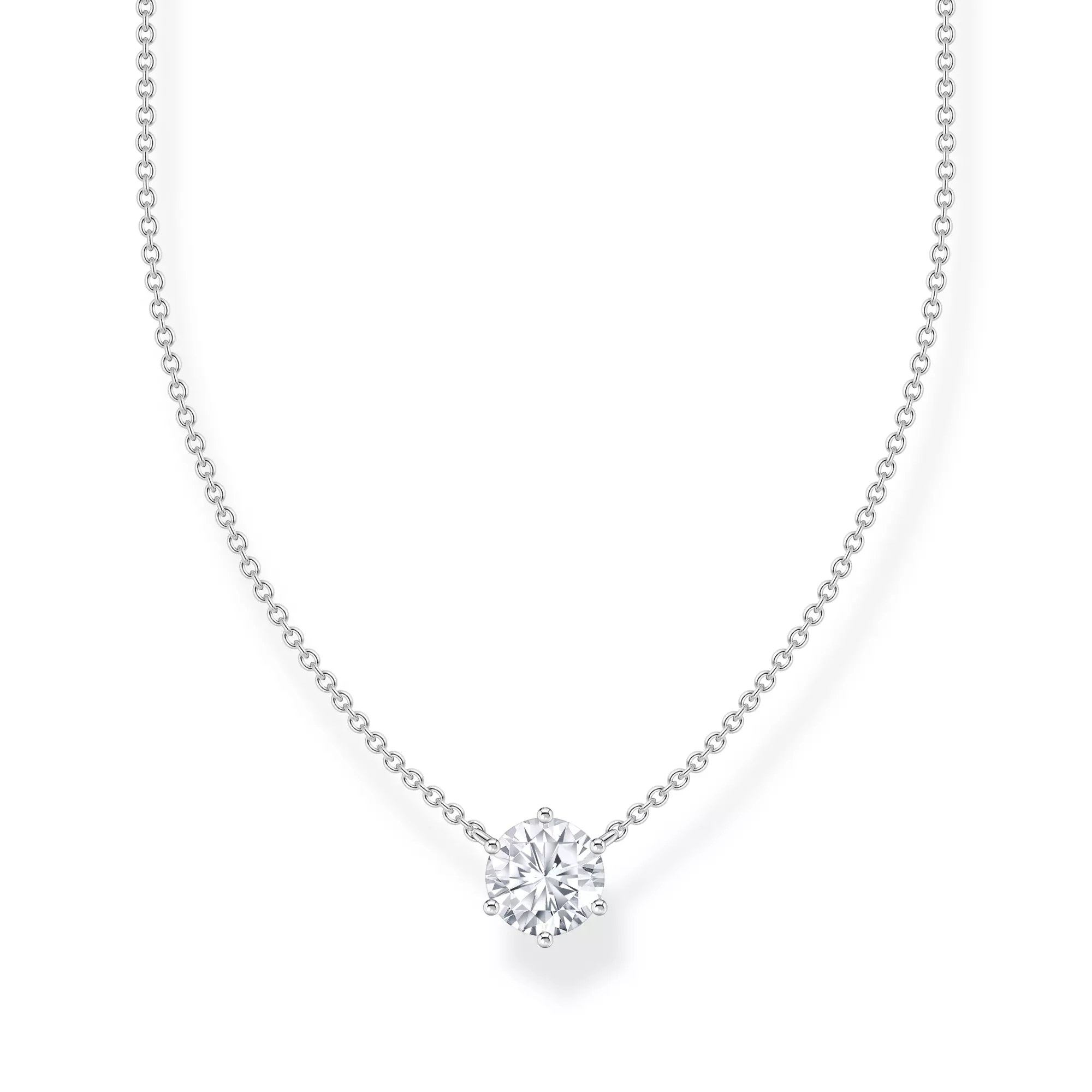 Thomas Sabo Essentials Kette - großem Zirkonia - Silber & Zirkonia - Weiß - 40 bis 45 cm