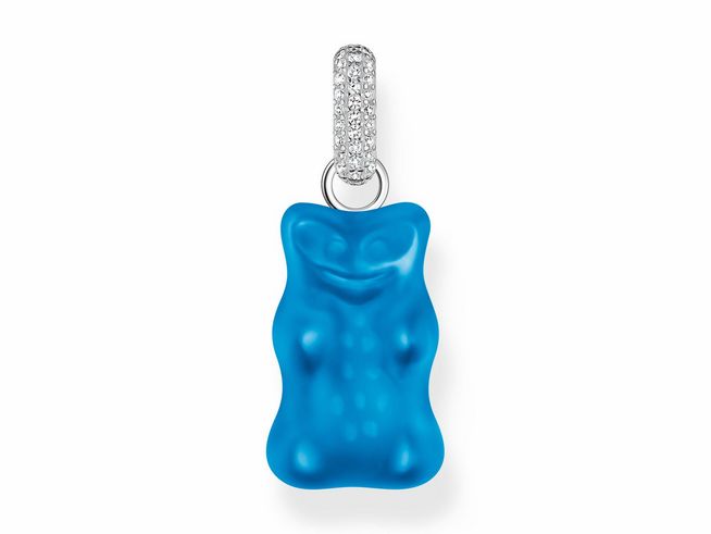 Thomas Sabo PE967-052-1 Anhänger in Form eines blauen Gummibärchens mit funkelndem Zirkonia-Anhänger aus Silber, ideal für jeden Gummibärchenliebhaber.