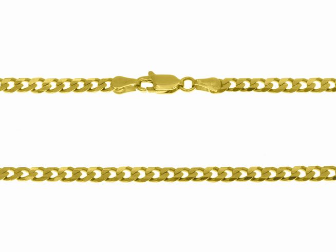 Panzerkette 333 in Gelbgold mit einer Breite von 3,6 mm und einer Länge von 50 cm, gefertigt vom Juwelier Harnisch, hochwertiges Gold 333.