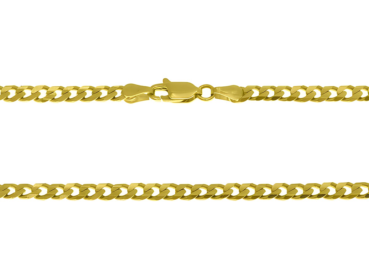 Panzerkette 333 in Gelbgold mit einer Breite von 3,6 mm und einer Länge von 50 cm, gefertigt vom Juwelier Harnisch, hochwertiges Gold 333.