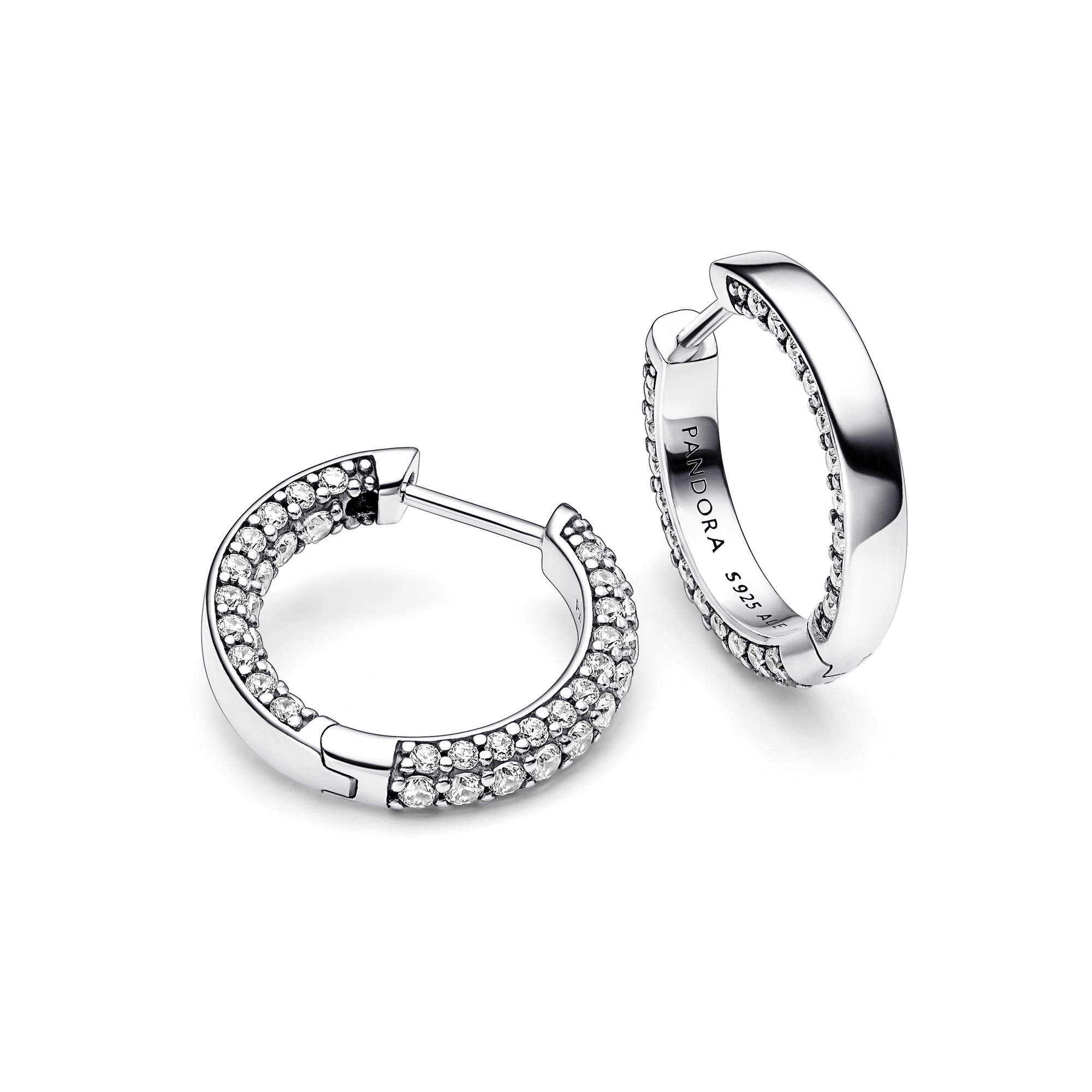 Pandora Einreihige Pavé Ohrringe - Sterling Silber Ansicht 2 – Ansicht 2