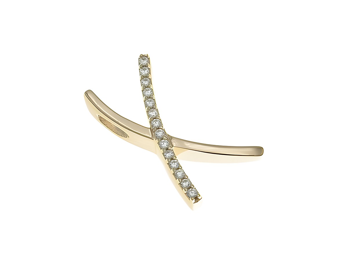 Anhänger aus poliertem Sterling Silber in Gold und Roségold mit dem Buchstaben X, verziert mit Zirkonia, Hersteller Juwelier Harnisch.