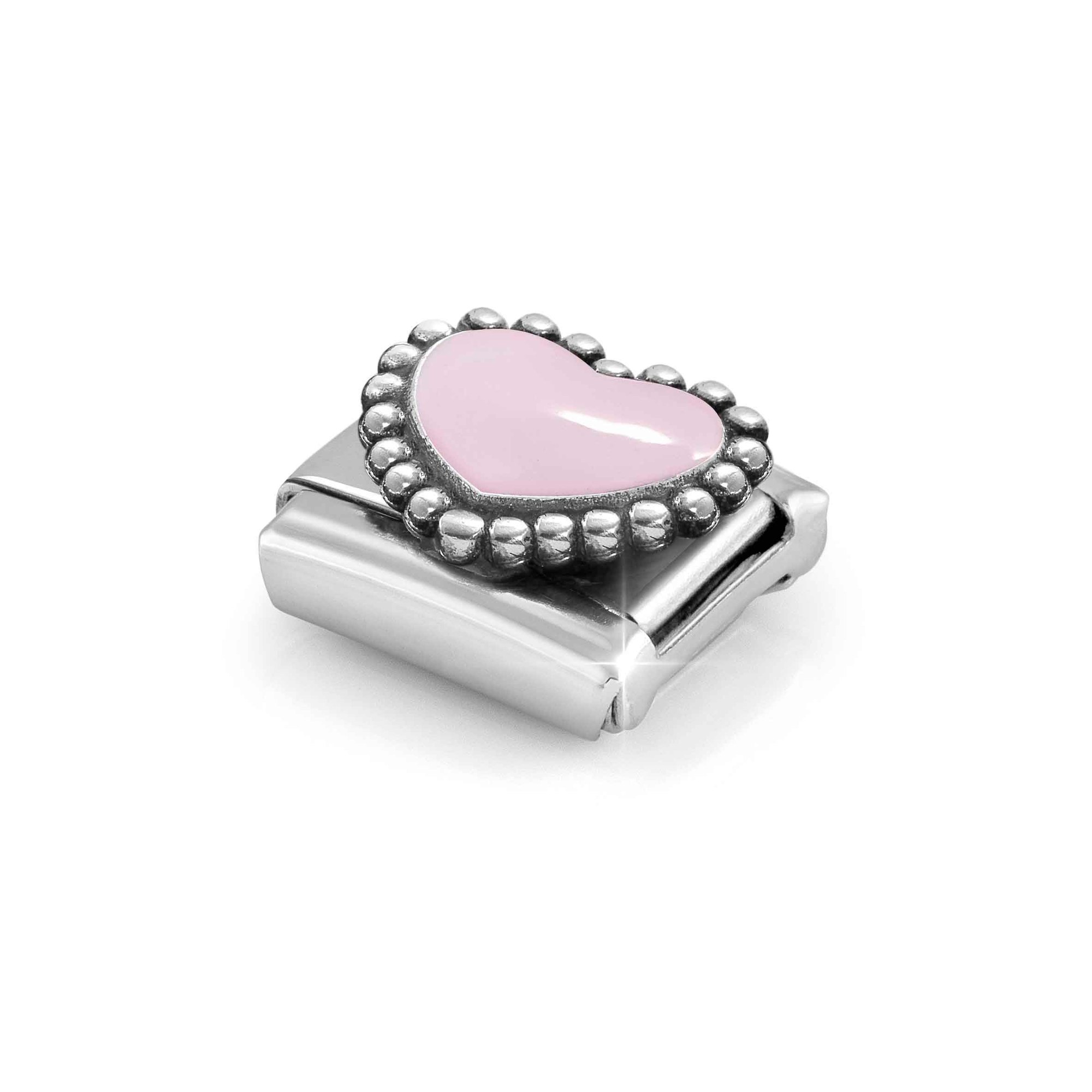 Nomination CLASSIC Element - oxidiertes Sterling Silber - Emaille - Gewölbtes Herz - Pastellrosa – Ansicht 5