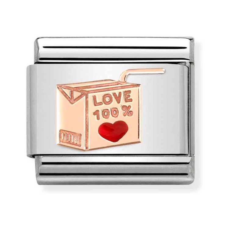 Nomination Composable Classic Charm Love 100 % - Edelstahl, roségoldfarben, Emaille