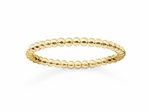 Ring von Thomas Sabo, Modell TR2122-413-12-48, Größe 48, aus vergoldetem Silber in Gelbgold, filigranes design mit rundem, perlenförmigem Muster.