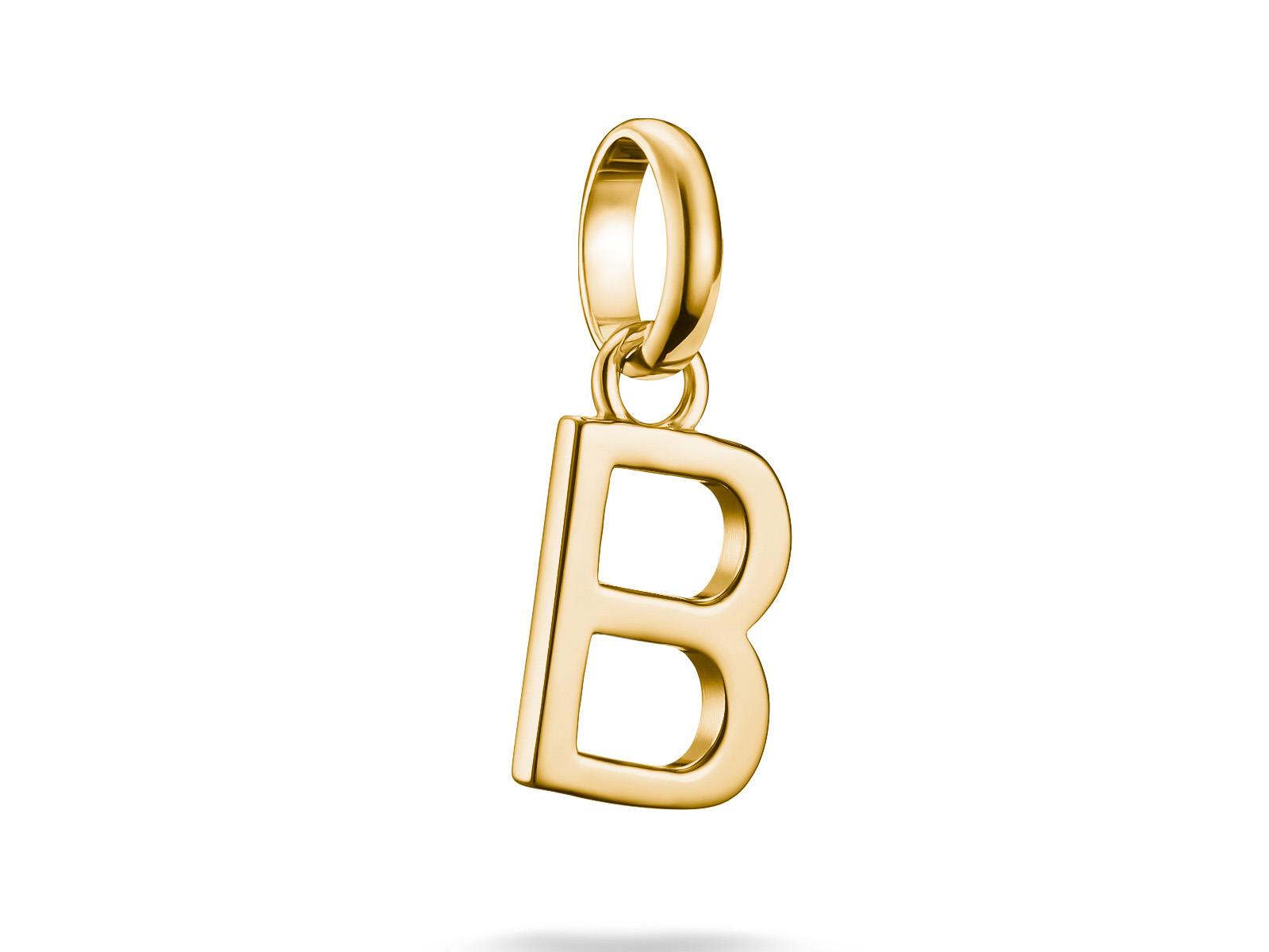 Charm in Form des Buchstabens B aus Silber mit Vergoldung. Teil der Thomas Sabo Charm Club CONNECT Kollektion, dekorativ und elegant gestaltet. Ideal für persönliche Akzente.