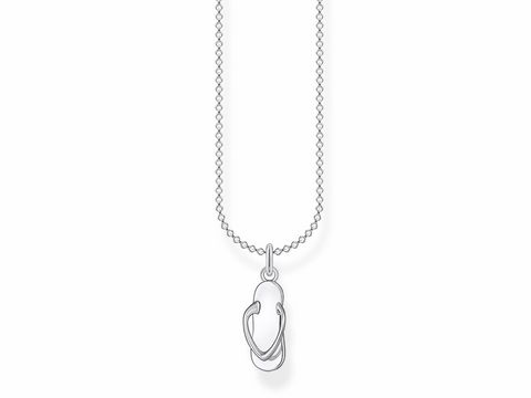Hochwertige Silberkette aus der Thomas Sabo Charming Collection mit einem einzigartigen Anhänger in Form eines Badelatsches, erhältlich in den Längen 38, 40, 42 und 45 cm.