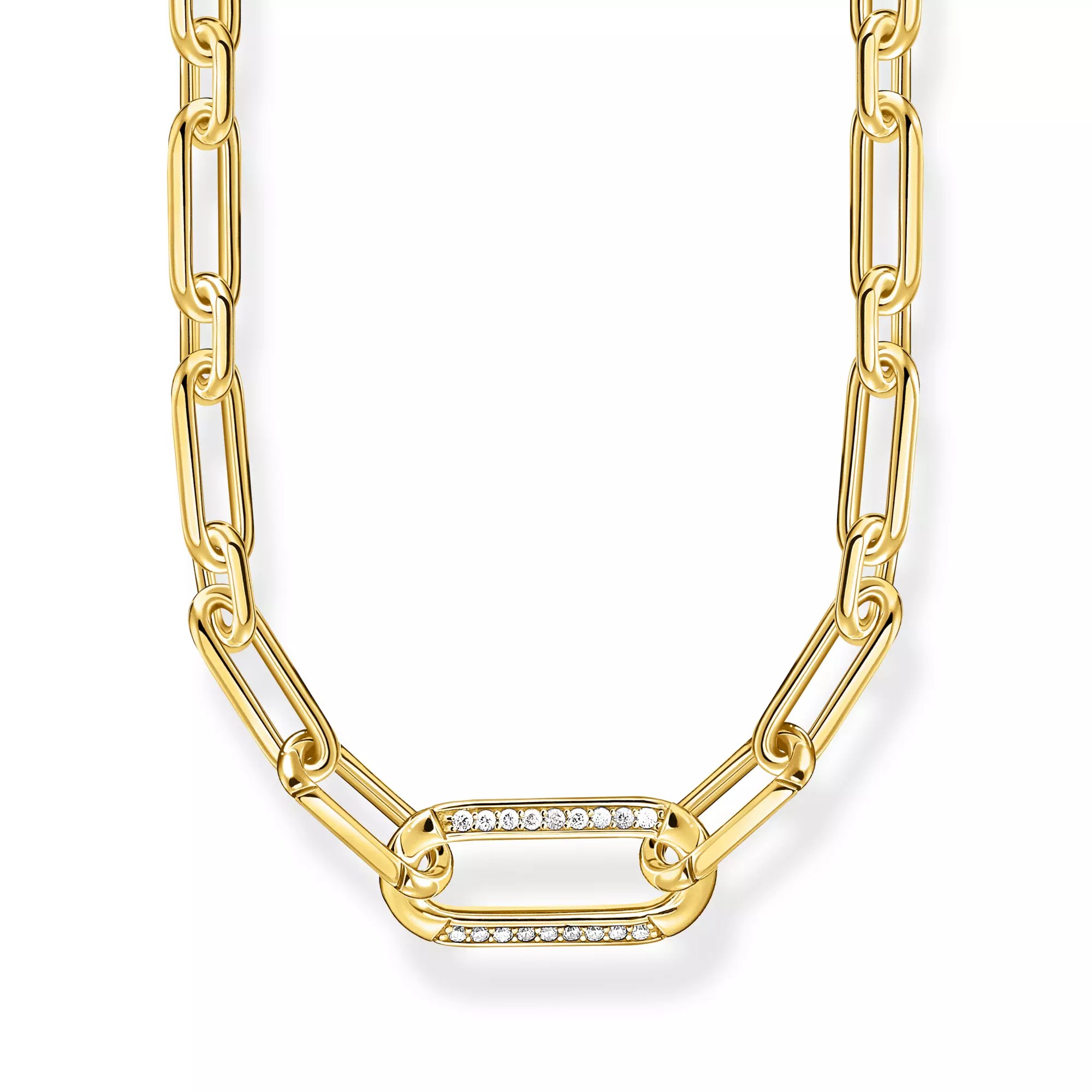 Thomas Sabo Kette 45 cm - Silber verg. & Zirkonia - Weiß - elegante Gliederkette