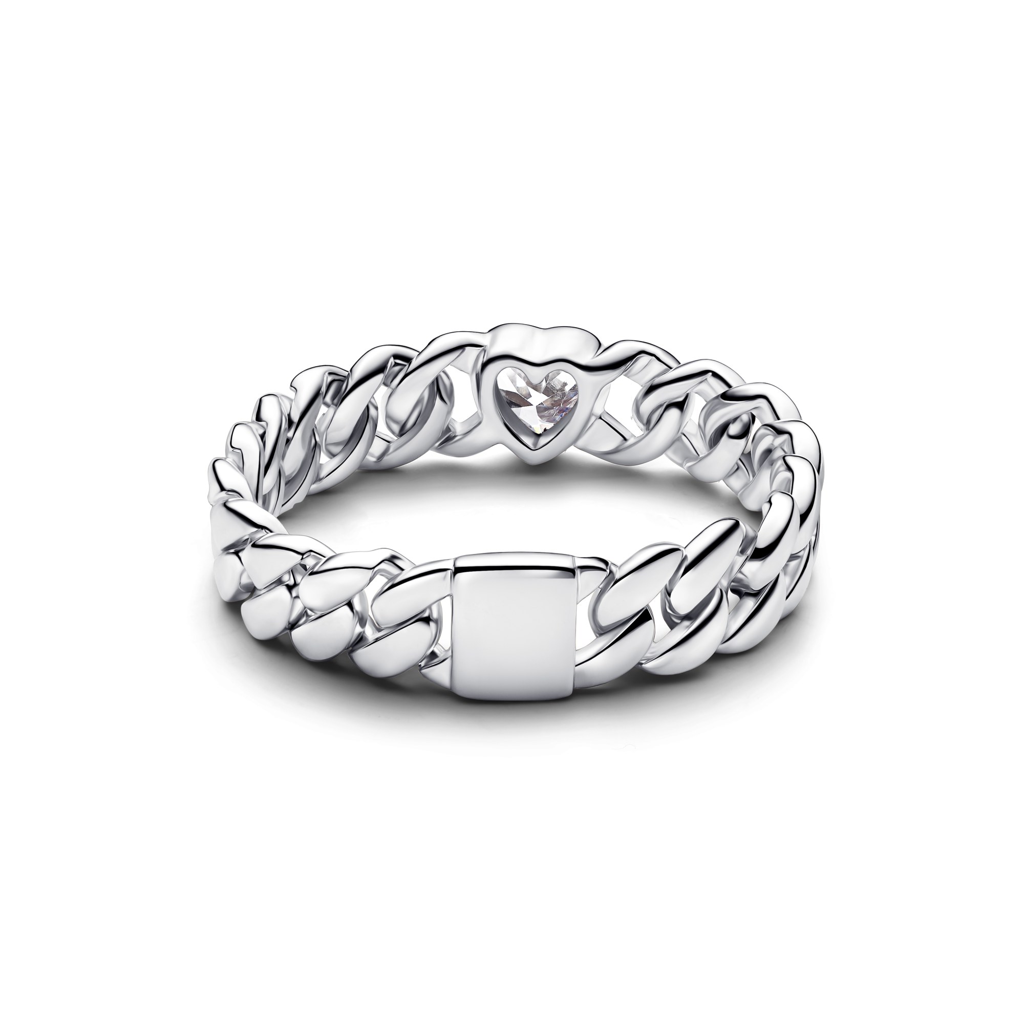 Pandora Herz Cuban Kette Ring - Silber - Zirkonia – Ansicht 2