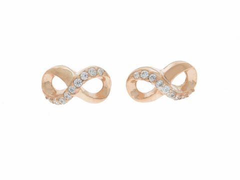 302312-0 Ohrringe Stecker in Unendlich Zeichen Form aus silber rosé vergoldet, trendig mit Zirkonia, hergestellt von Juwelier Harnisch. Elegant und modisch für jeden Anlass.