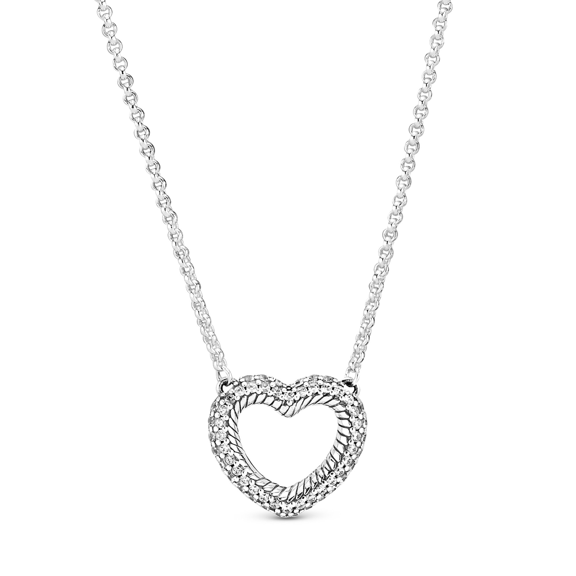Pandora Icons - Kette mit Anhänger - Pavé Snake - Herzen - Silber - 45 cm