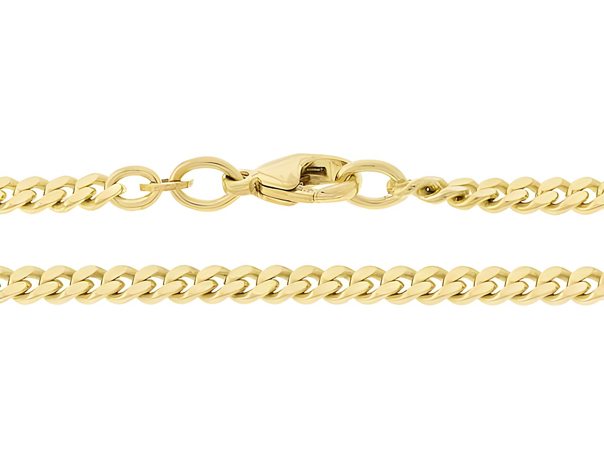 Panzerkette 333 Gold von Juwelier Harnisch in 50 cm Länge, 3,2 x 1,4 mm Stärke mit Karabinerverschluss, elegantes und hochwertiges Schmuckstück ideal für den täglichen Gebrauch.