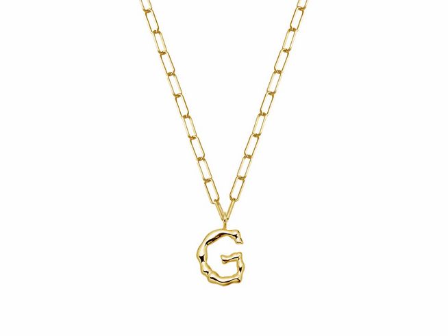 Xenox Sterling Silber Kette XS4150G/G in 45 cm mit Gelbgold Vergoldung und Buchstabe G als Anhänger, trendy und elegant für jeden Anlass.