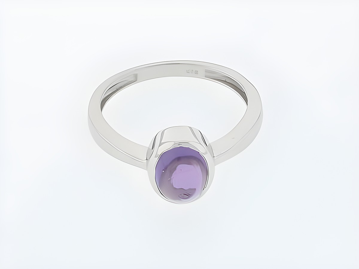 Ring Silber rhod. - Gr. 54 - edel - Amethyst - Oval, Hersteller Juwelier Harnisch, bis Gr. 54 / 17,2, hochwertiger Schmuck mit lila Amethyst als Mittelpunkt, klassisches Design.