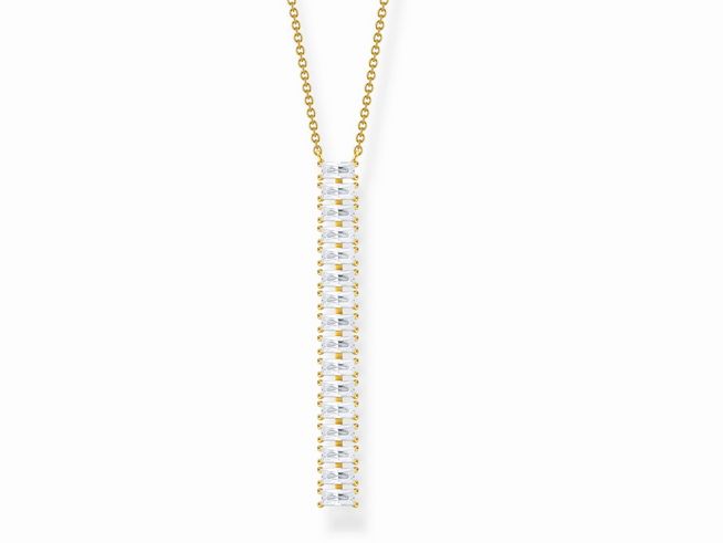 Thomas Sabo Kette KE2117-414-14-L45V aus vergoldetem Sterling Silber mit einem Anhänger aus weißen Zirkonia, elegantes Design, Länge 45 cm, perfekt für besondere Anlässe.