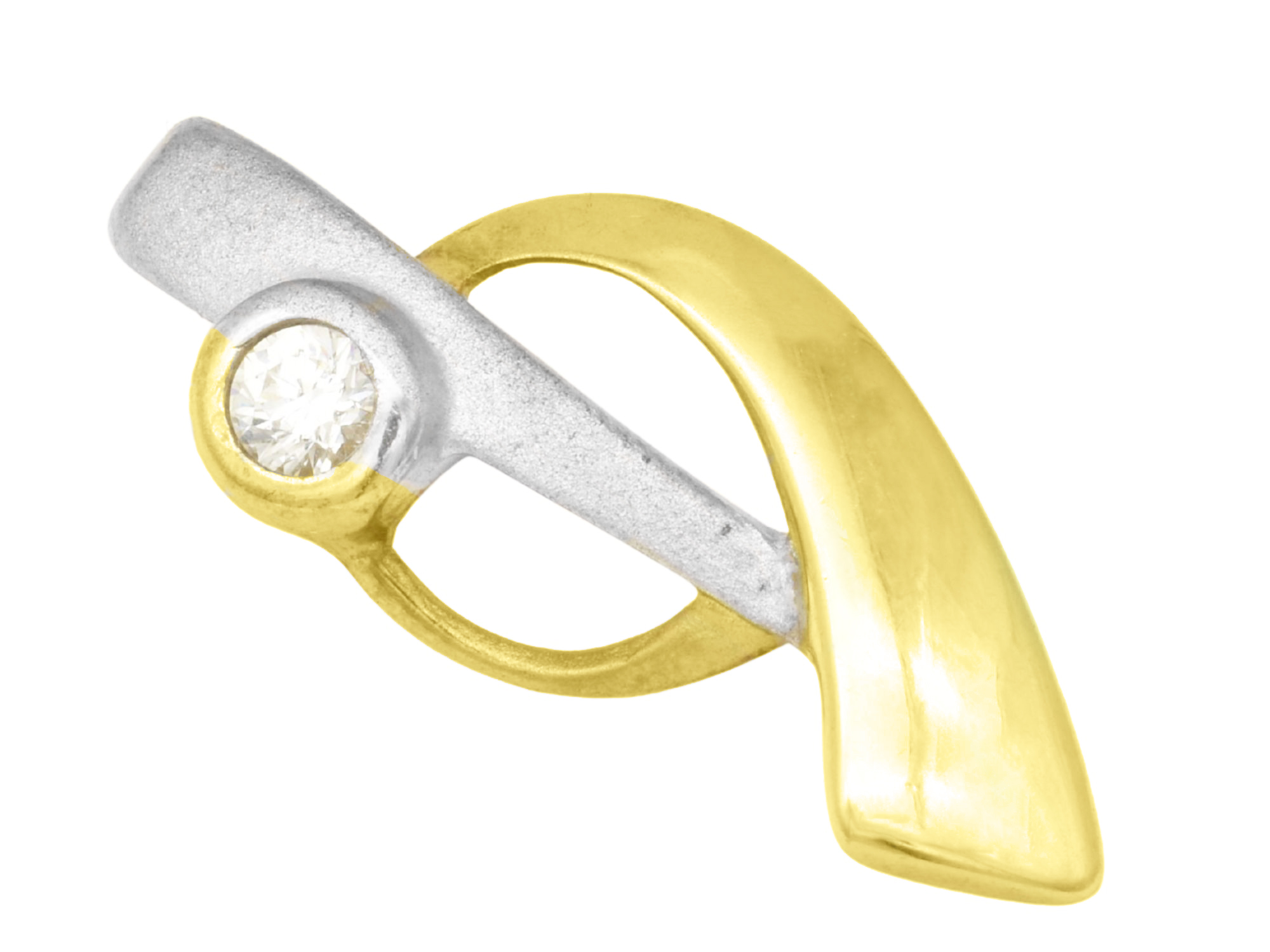 Anhänger Gold Bicolor Zirkonia - Gelbgold poliert - Zirkonia Weiß