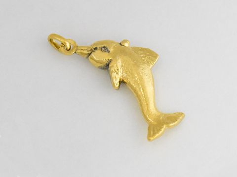 Verspielter Gold Anhänger in Form eines Delfins aus Gold 333, Hersteller Juwelier Harnisch, ideal als Schmuckstück für Tierliebhaber.