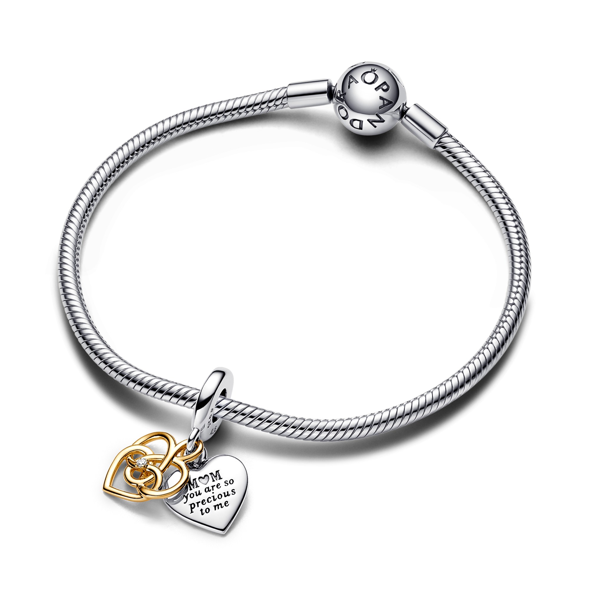 Pandora Mama doppelter Charm-Anhänger Silber & Vergoldung - Lab-Grown Diamant – Ansicht 2