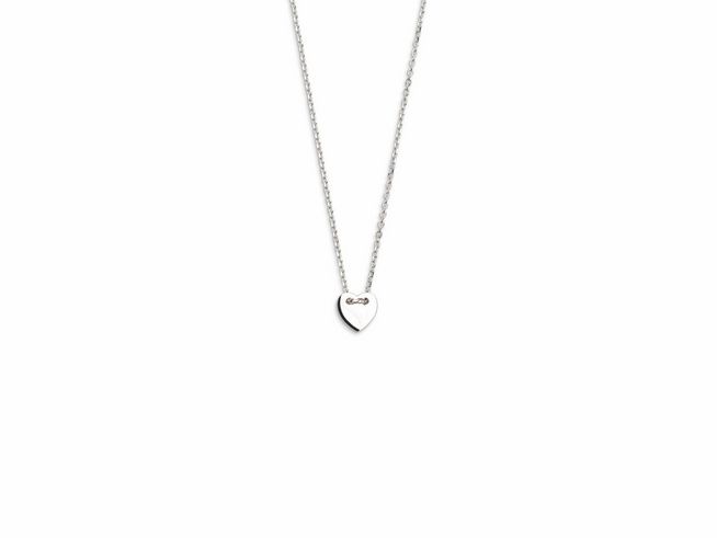 Xenox Sterling Silber Kette XS3566 in 40-45 cm Länge mit Ankerkette und Herzanhänger aus der LOVE STORY Kollektion, elegant und zeitlos, ideal für jeden Anlass.