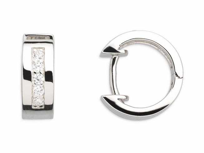 Xenox Sterling Silber Ohrringe XS8520 CREOLEN, glänzende Oberfläche mit funkelnden Steinen, stilvolles Design für eleganten Ohrschmuck, ideal für jeden Anlass.