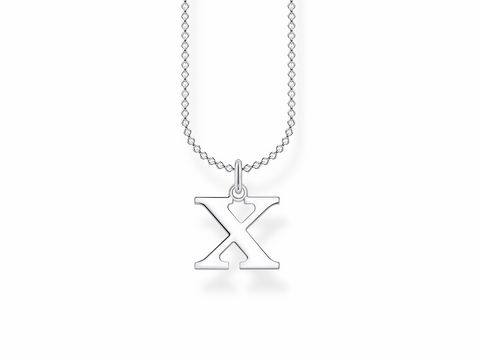 Silberne Kette mit einem Anhänger in Form des Buchstabens X aus der Thomas Sabo Charming Collection, verstellbar in den Längen 38, 40, 42 und 45 cm.