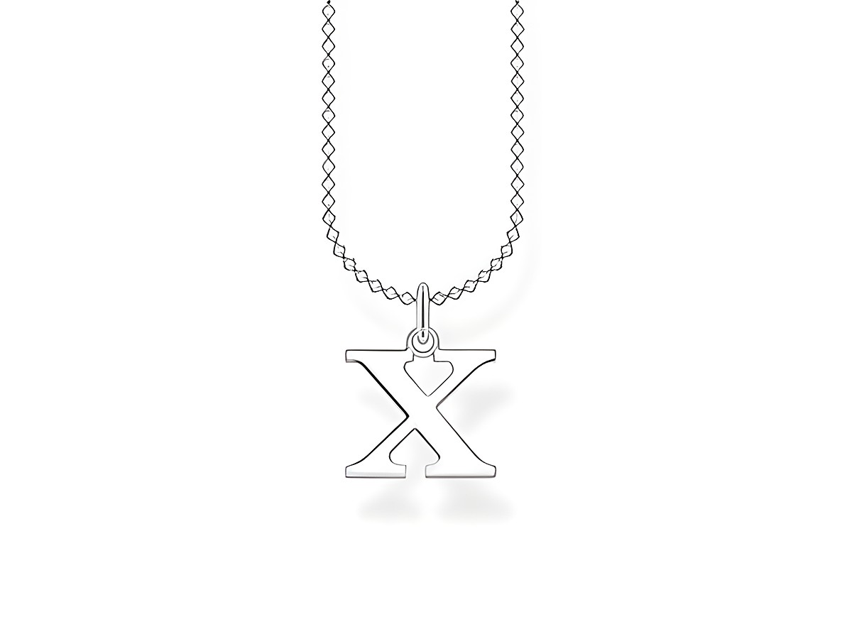 Silberne Kette mit einem Anhänger in Form des Buchstabens X aus der Thomas Sabo Charming Collection, verstellbar in den Längen 38, 40, 42 und 45 cm.