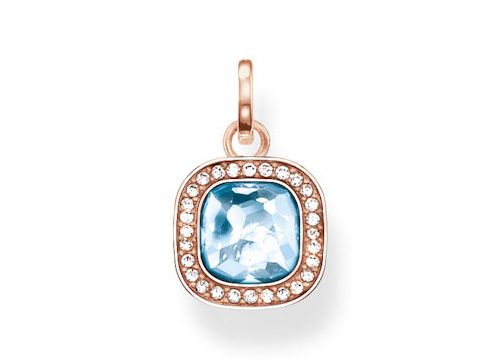 Thomas Sabo PE687-635-1 Anhänger aus Sterling Silber in vergoldetem Roségold mit einem blauen synthetischen Spinell und Zirkonia umgeben, ideal für stilvolle Akzente.