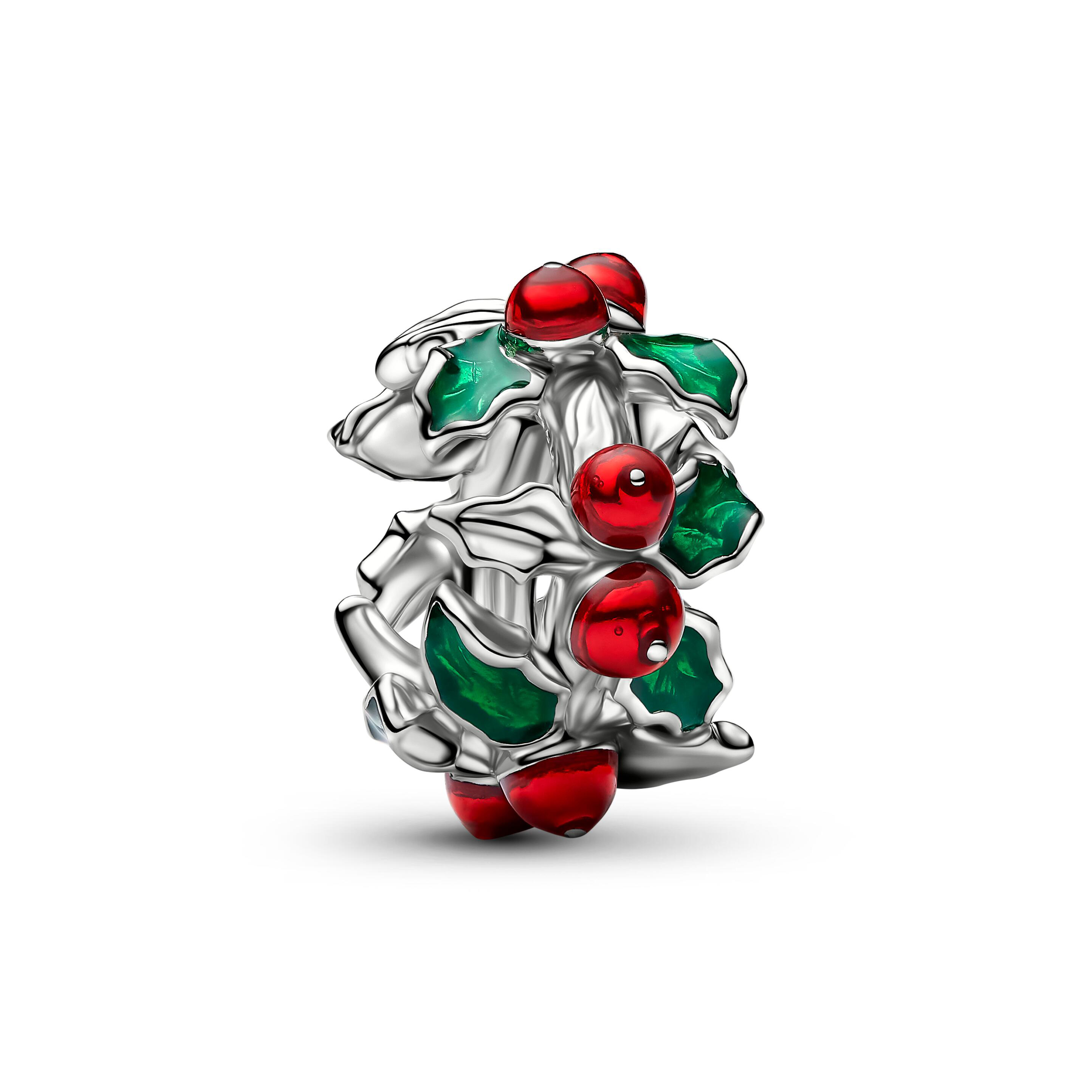 Pandora Moments - Charm Stechpalme - platiniert - Emaille rot - 734974C01