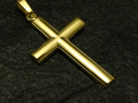 Schlichtes klassisches Goldkreuz aus Gold 333, vom Hersteller Juwelier Harnisch, mit polierter Oberfläche, zeitloses Design für jeden Anlass.