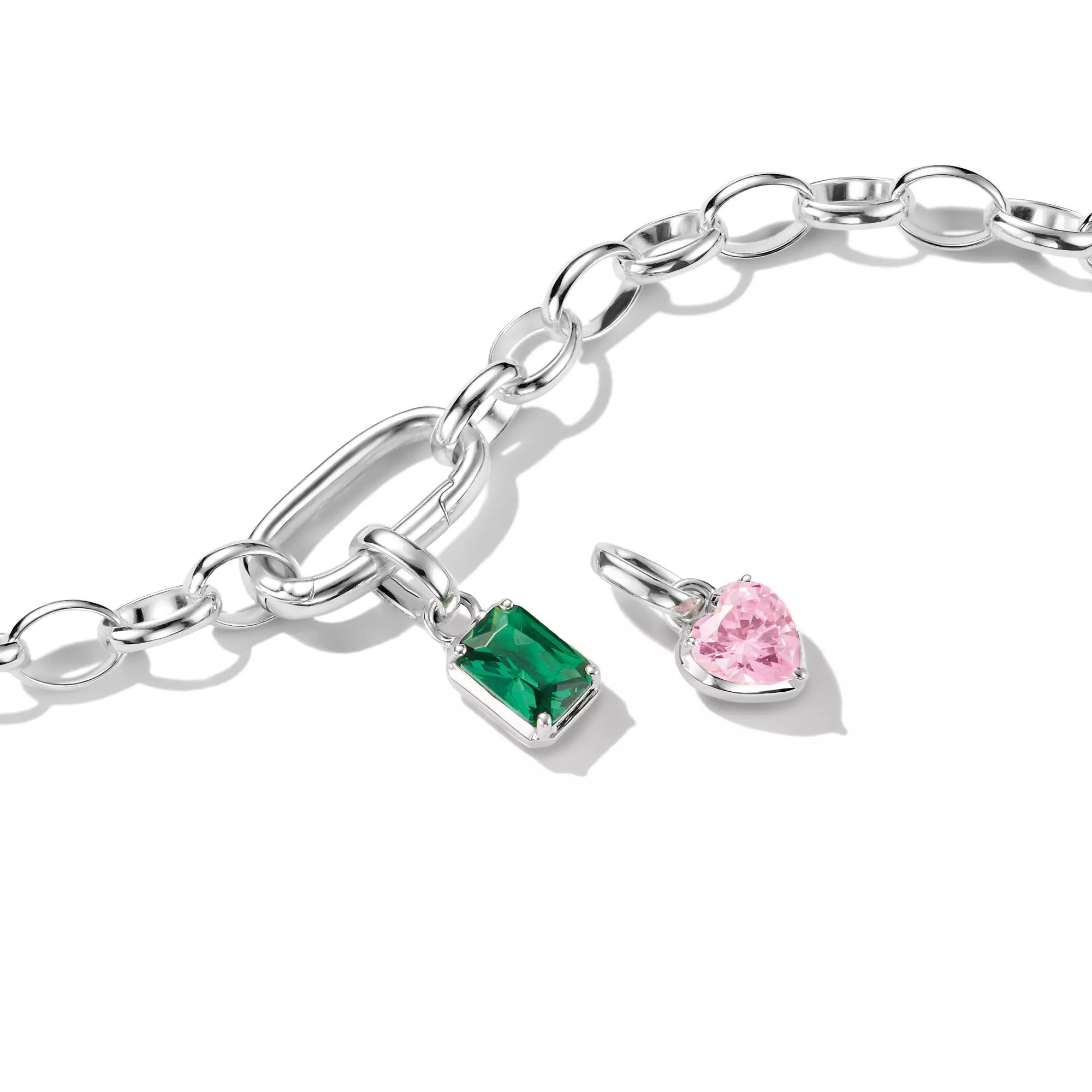 Thomas Sabo Connect - Birthstones Charm - Januar - Sterling Silber & Zirkonia - Pink - Charm mit Öse – Ansicht 2