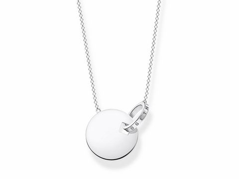 Kette von Thomas Sabo aus Silber mit Anhänger in kreisförmiger Form, glänzend und schlicht, Länge verstellbar zwischen 40 und 45 cm, ideal für jeden Anlass.