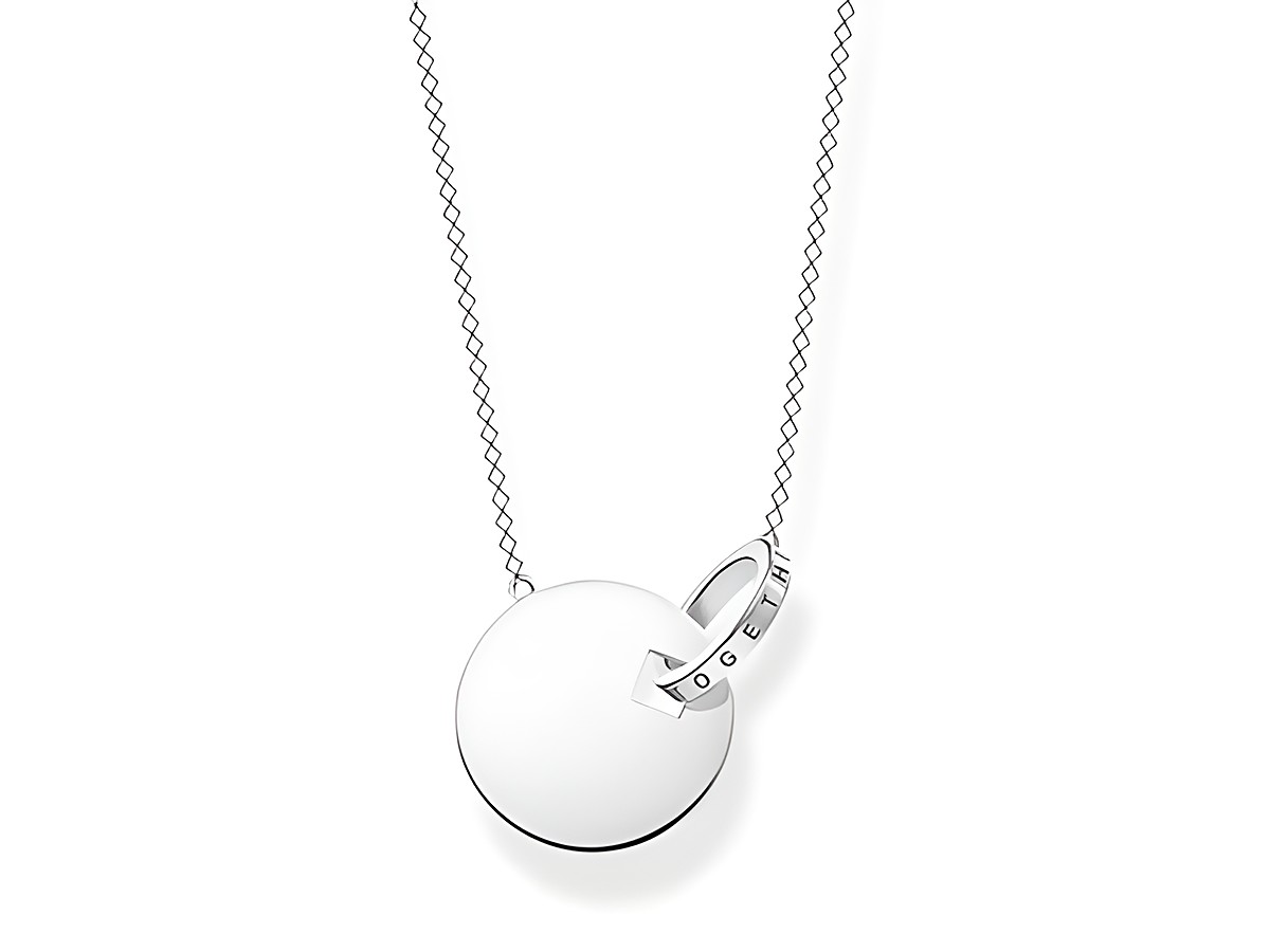 Kette von Thomas Sabo aus Silber mit Anhänger in kreisförmiger Form, glänzend und schlicht, Länge verstellbar zwischen 40 und 45 cm, ideal für jeden Anlass.