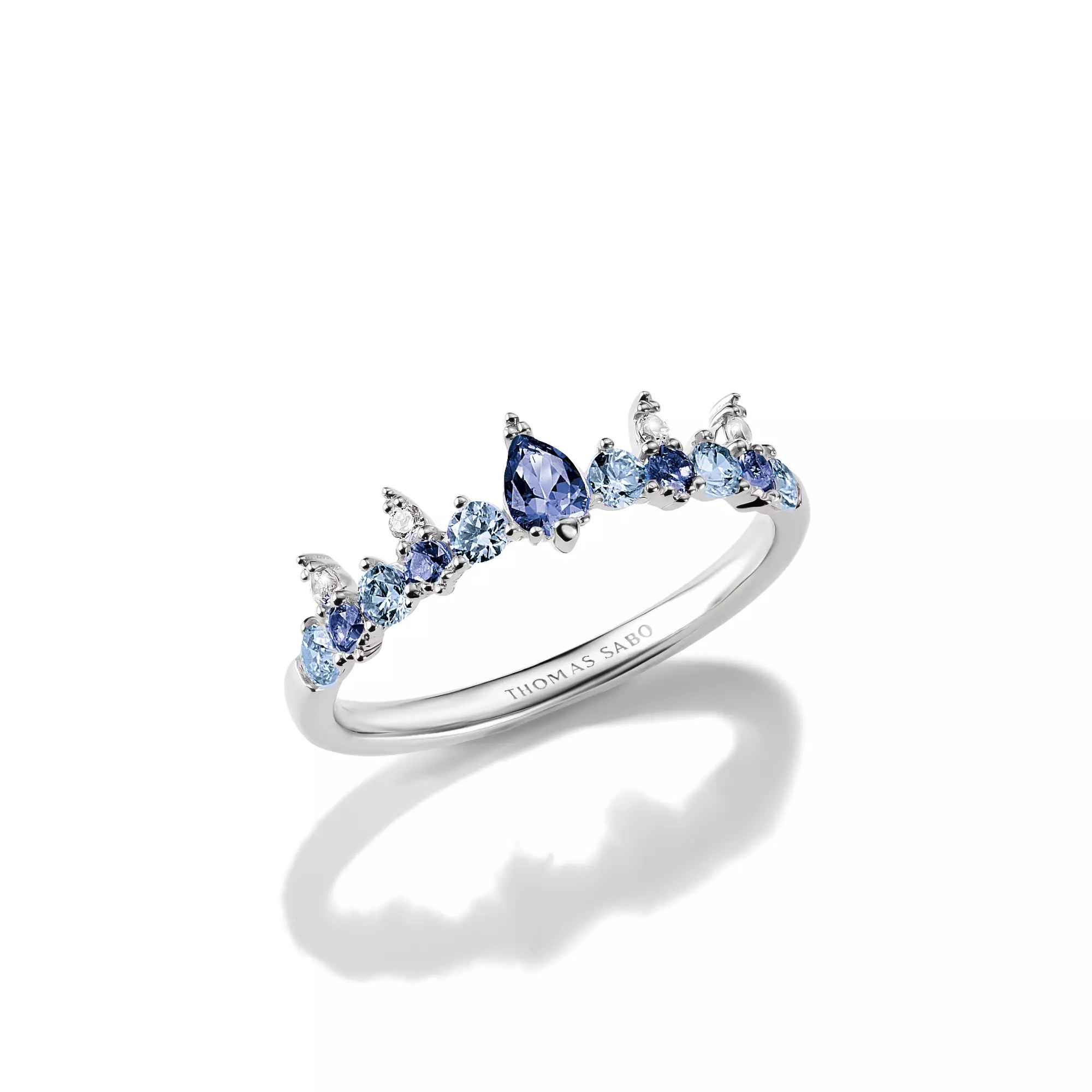 Thomas Sabo Ring mit blauen Steinen – Silber – Zirkonia – 5,6 mm hoch – Ansicht 2