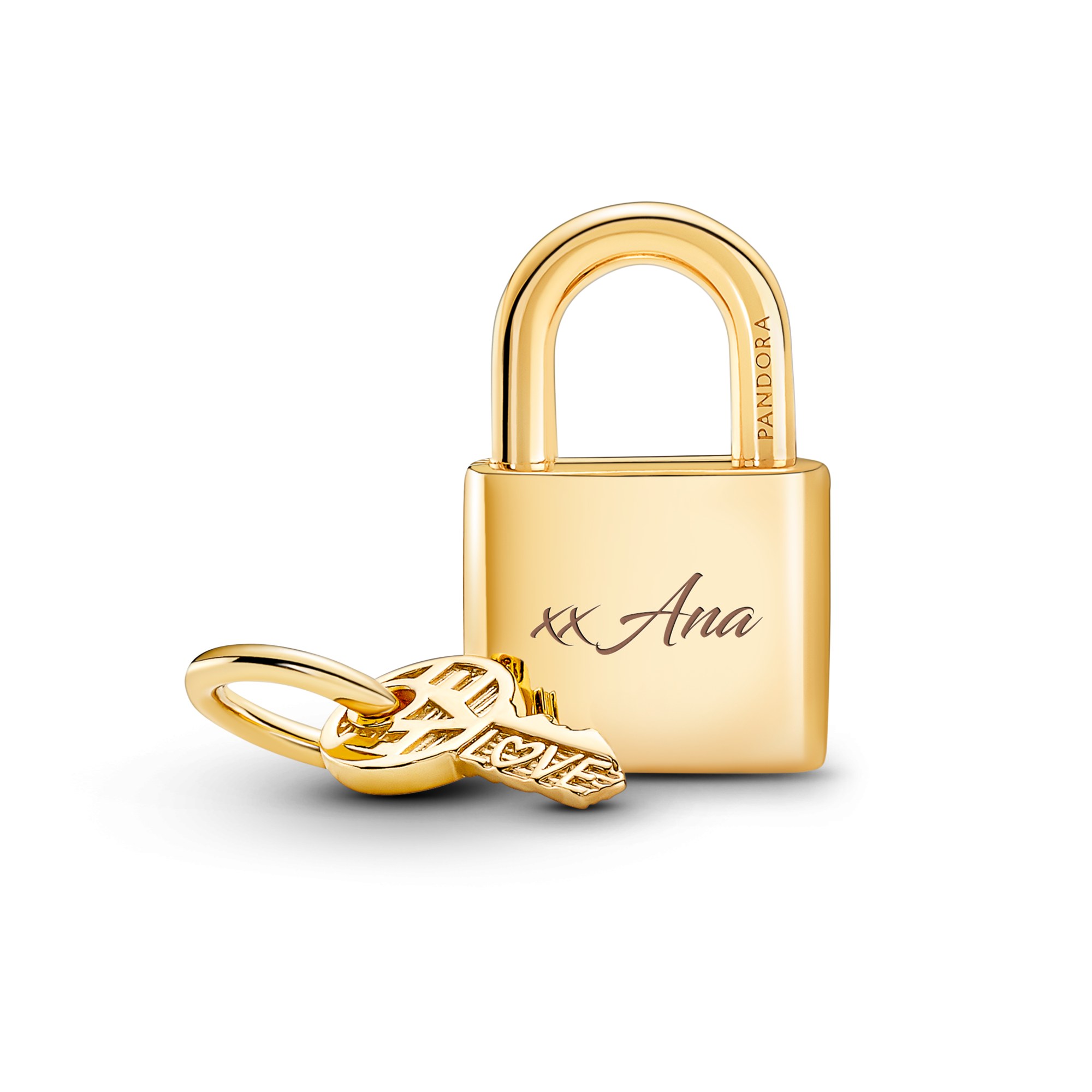 Pandora Vorhängeschloss & Schlüssel Charm - Gelbgold vergoldet - Zirkonia – Ansicht 2