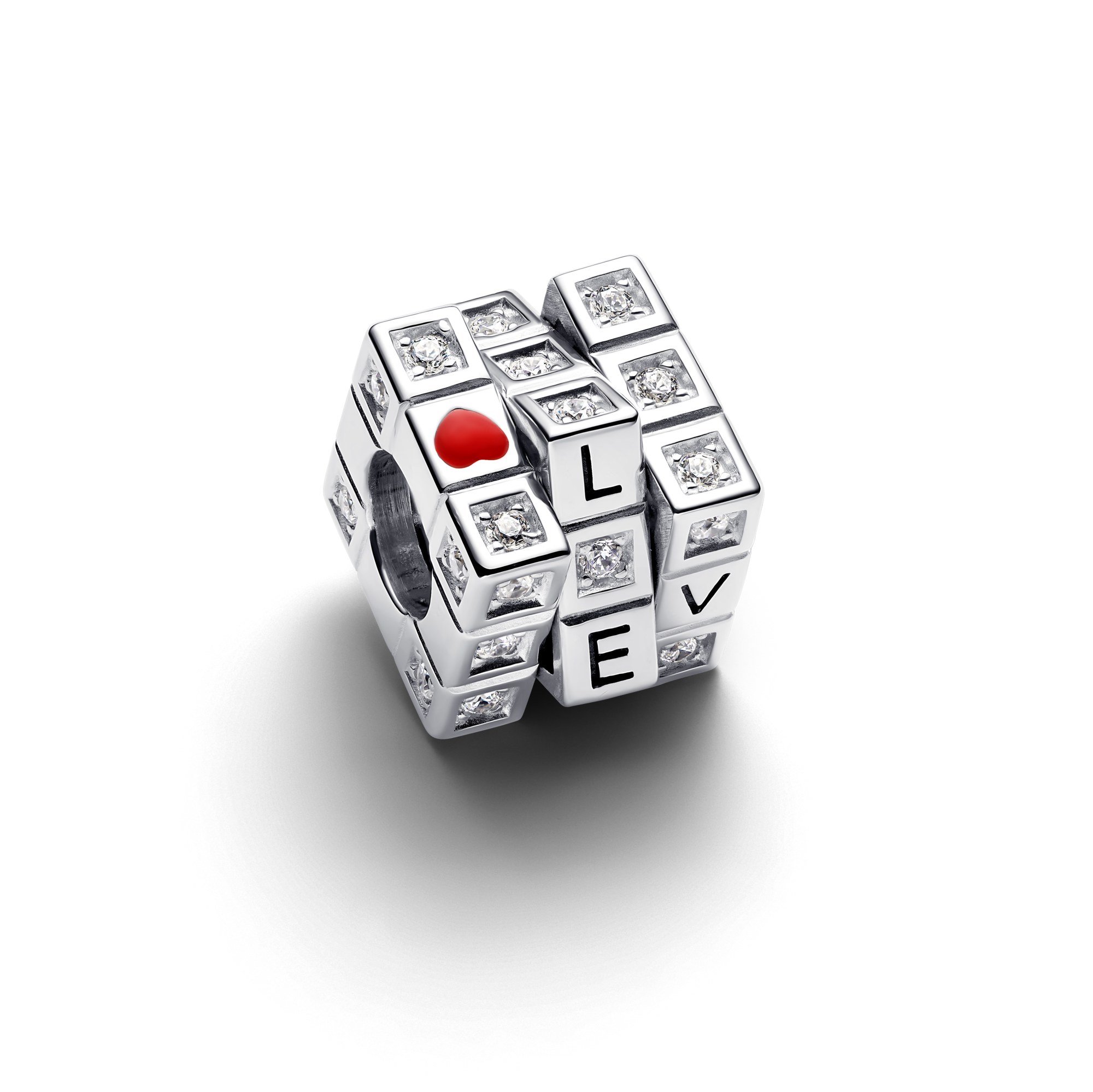 Pandora Zauberwürfel - Anhänger aus Silber & Zirkonia & roter Emaille – Ansicht 5