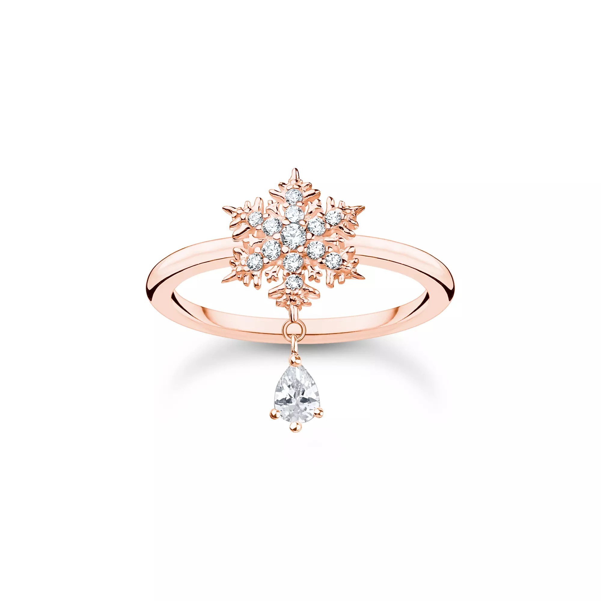Thomas Sabo Ring - Sterling Silber - vergoldet Roségold + Zirkonia - Schneeflocke