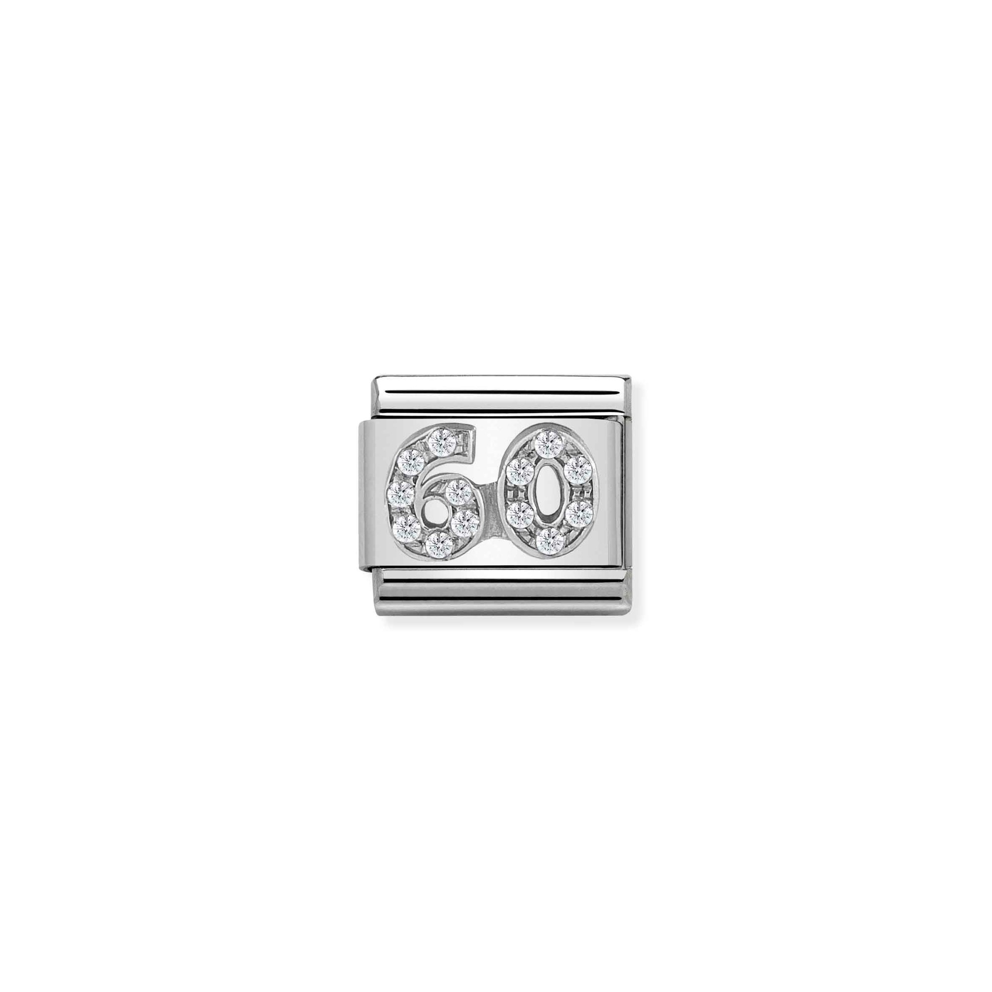 Nomination Composable Classic Charm Zahl 60 - Edelstahl, Sterling Silber, Zirkonia