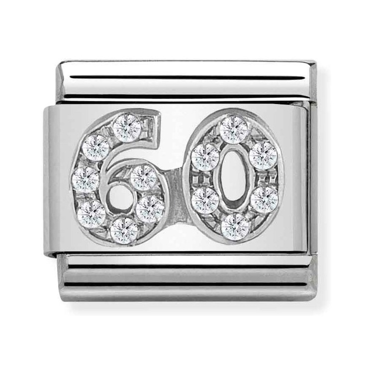 Nomination Composable Classic Charm Zahl 60 - Edelstahl, Sterling Silber, Zirkonia